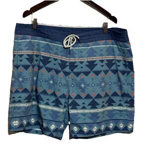 Faherty Doug Good Feather Boardshort (7" Inseam): Six Rivers Turquoise Size 40